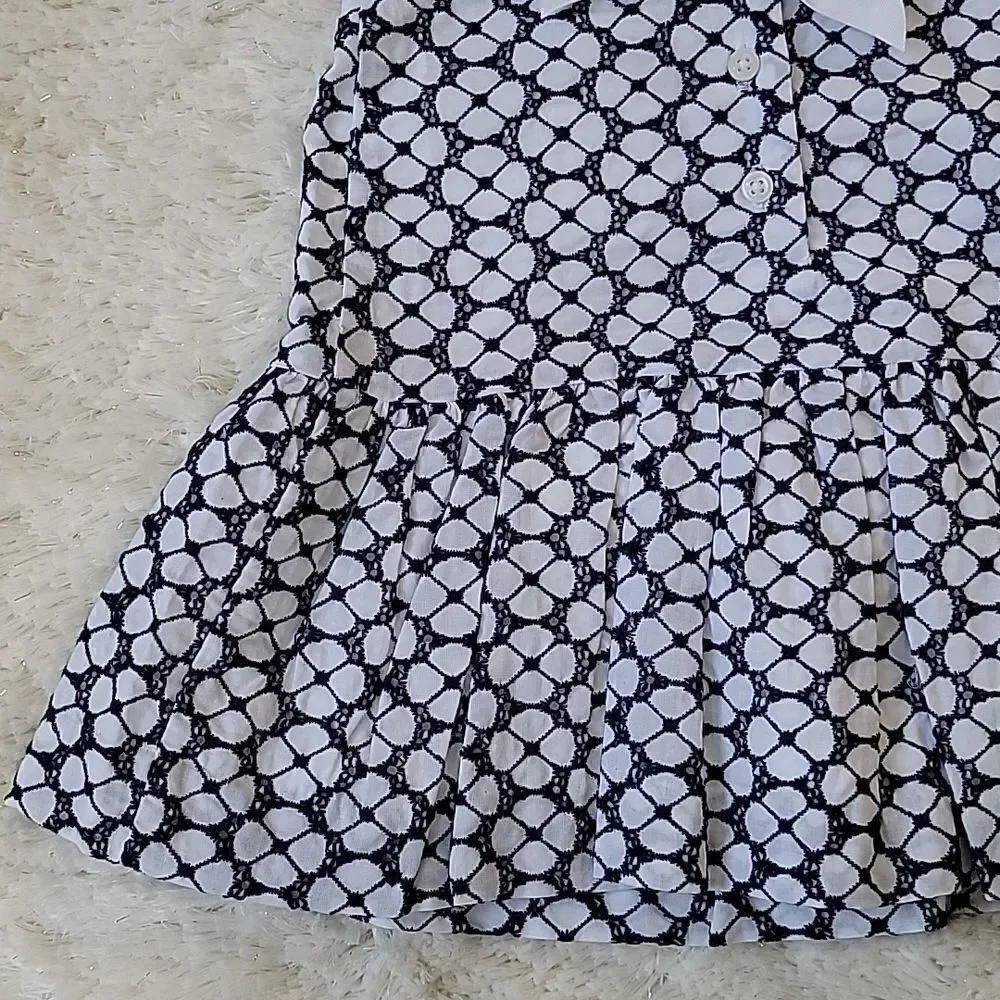 Janie AND JACK 2-PIECE NAVY BLUE & WHITE EYELET SUNDRESS, SIZE 12-18 MONTH - NEW